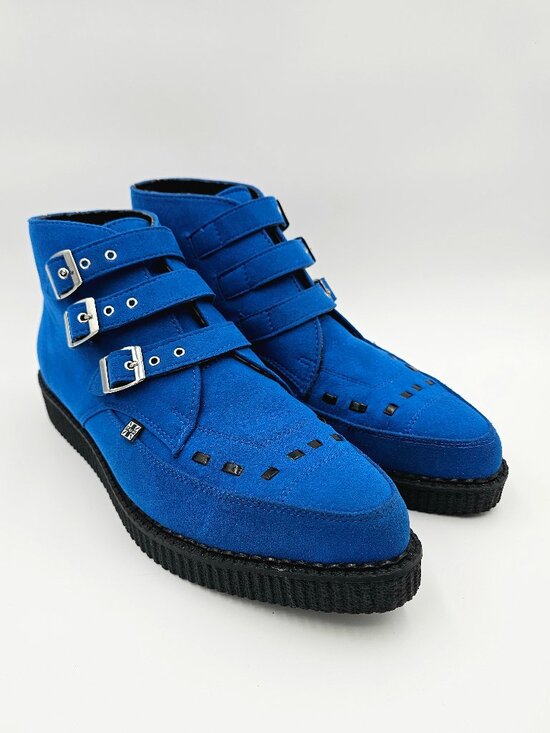 T.U.K. A9616 Electric Blue Vegan Suede High Pointed Creeper Shoes Unisex M11 W13 main image 7